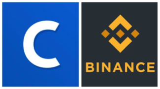 Coinbase and Binance logos