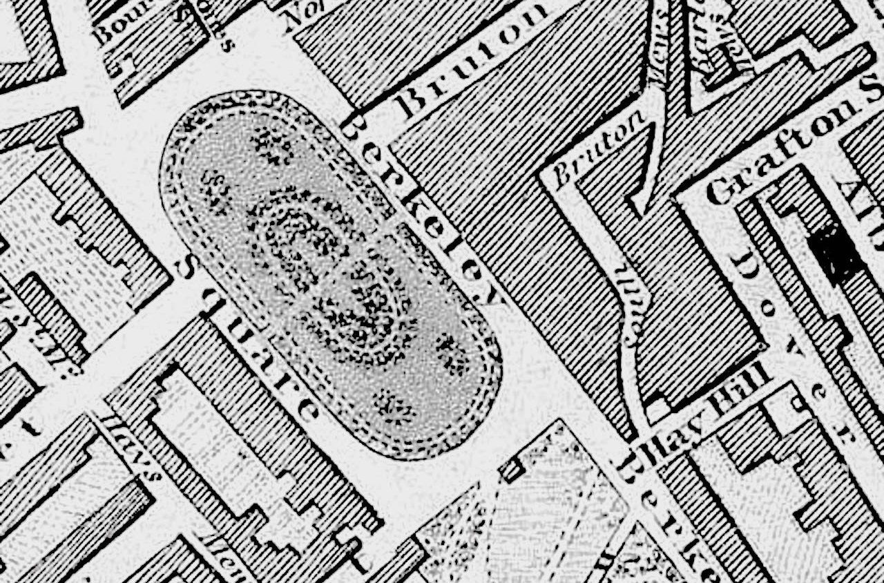 Vintage map of Berkeley Square in London