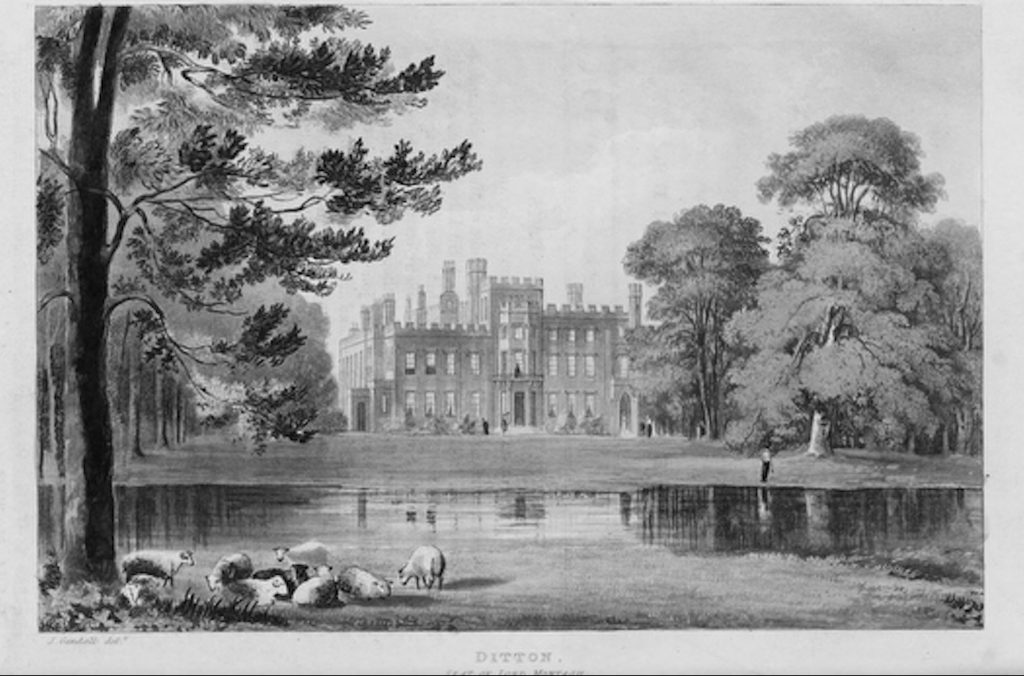 Vintage photograph of a stately home in the countryside