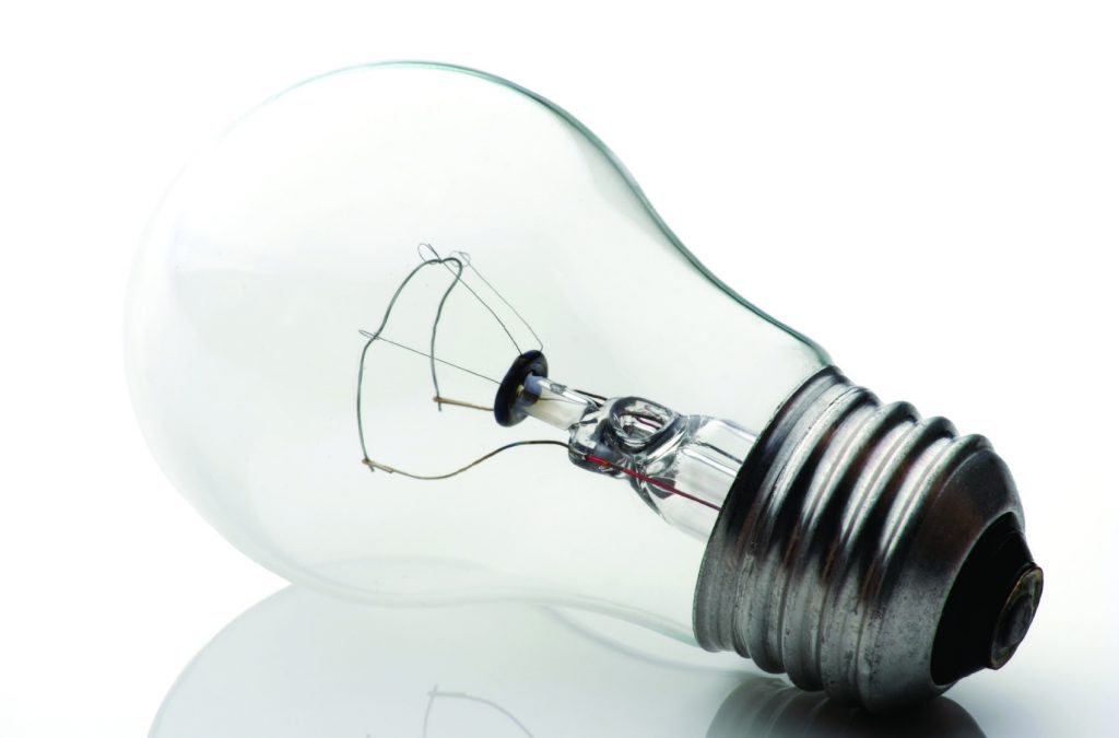 Lightbulb on plain white background