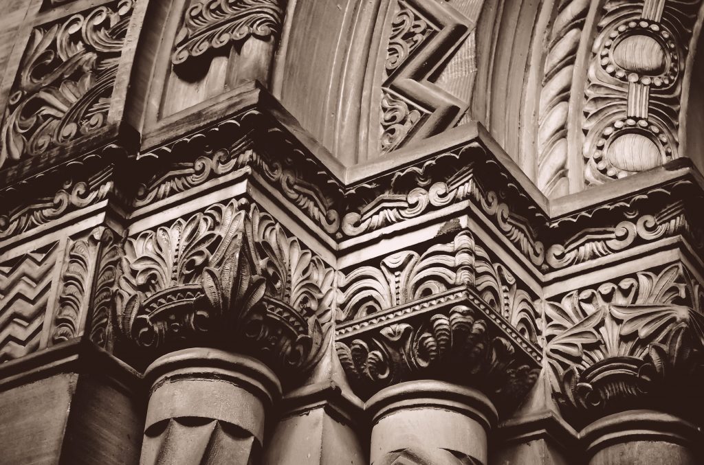 Close up of carved stonework on a doorway