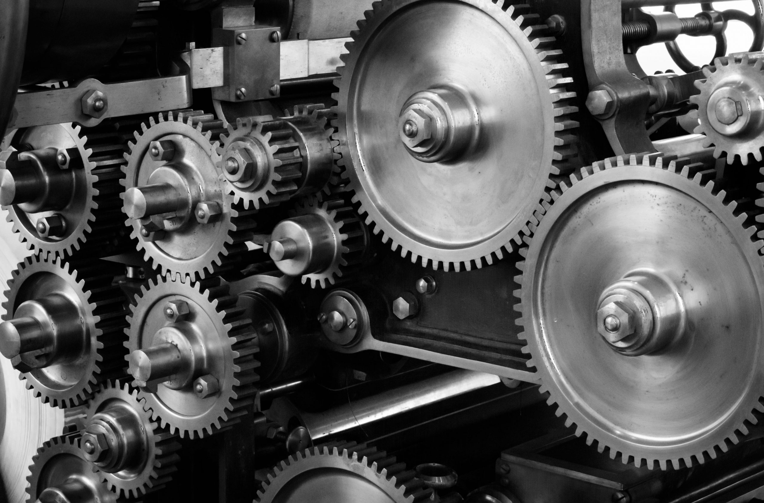 Close up of metal cogs