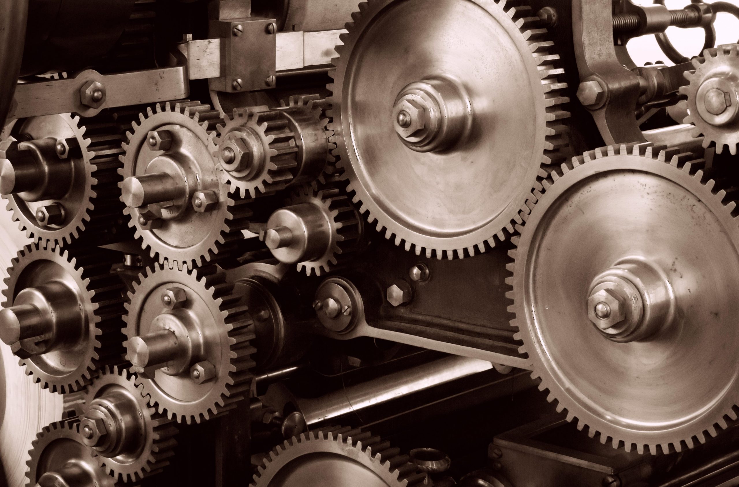 Close up of metal cogs