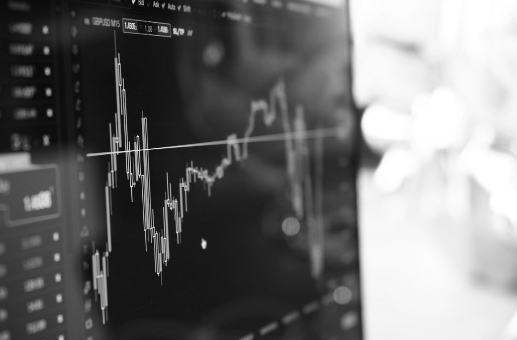 Computer screen showing stock price movements