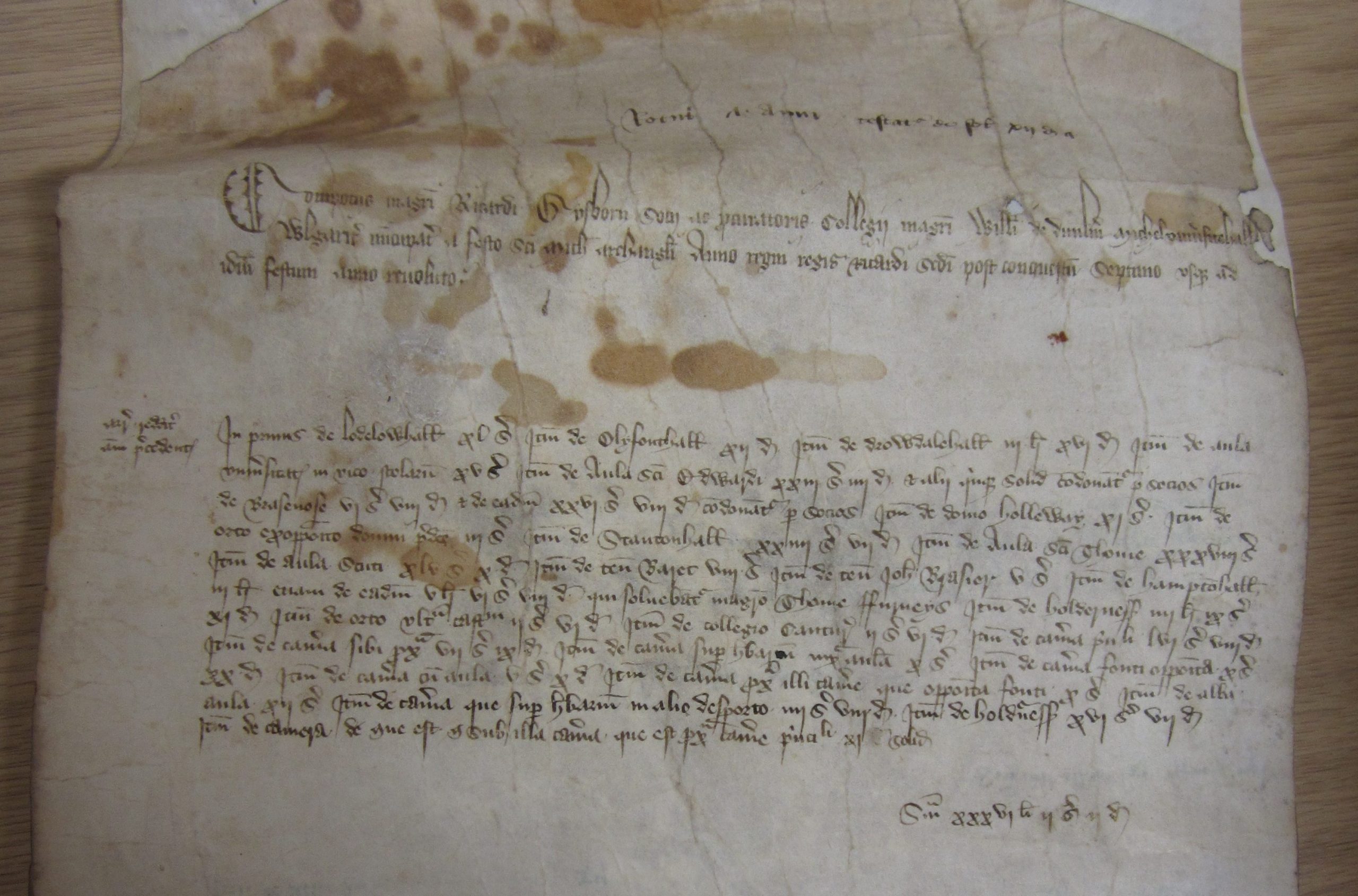 The opening of the account roll of University College, Oxford, for 1383/4