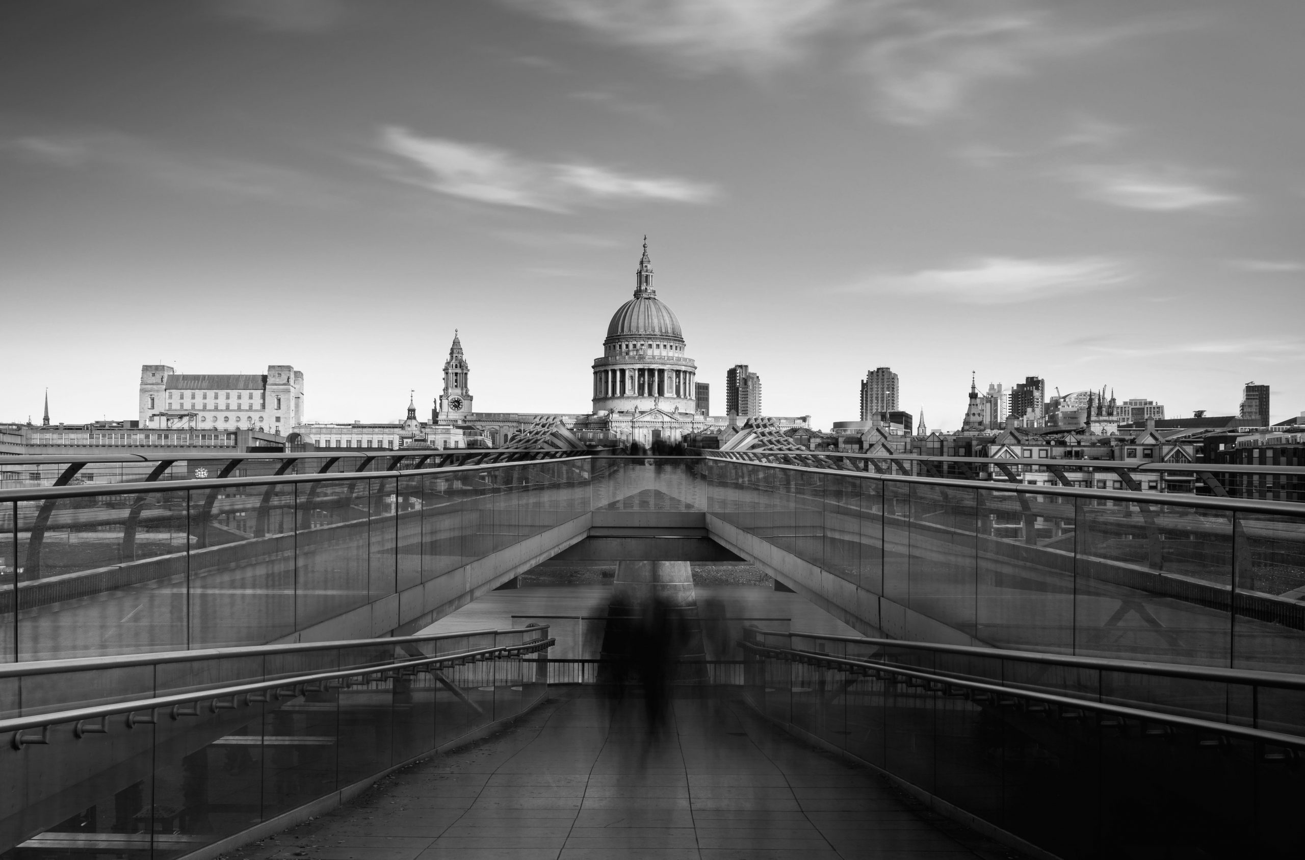 St Paul's Cathedral viewed from the Millennium bridge over river Thames, London, England.