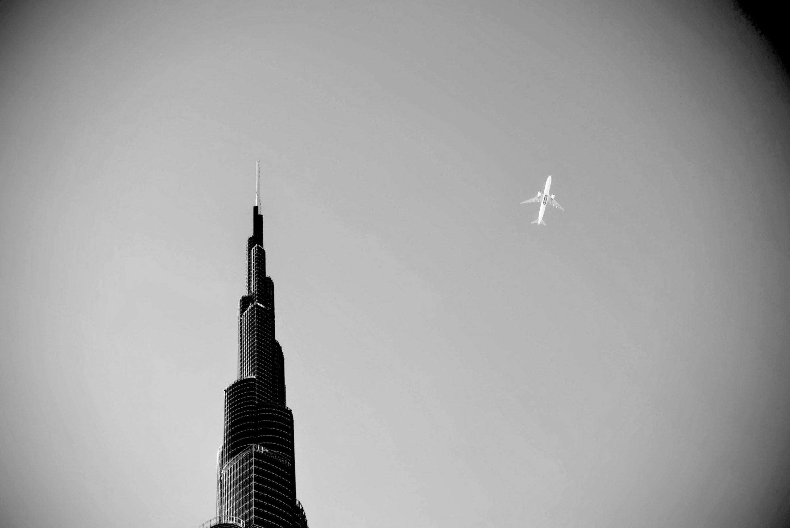 Burj Khalifa in Dubai and aeroplane